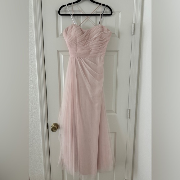 Blush pink Monique Lhuillier tulle bridesmaid dress - Picture 2 of 15